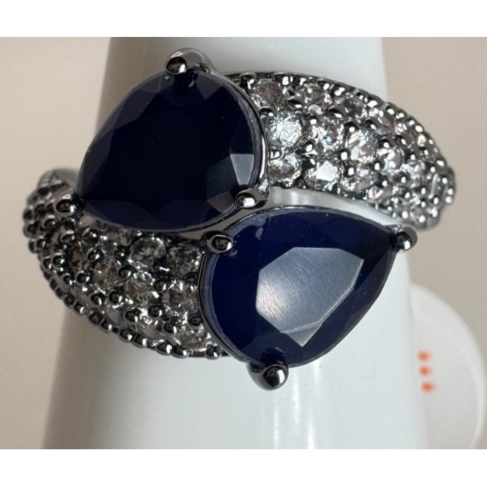 Ring Bomb Party Sept Ring Together In Loves Embrace Hematite Sapphire RG49848 6